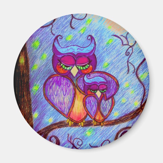 Mama und Baby Owl Magnet von Carol Zeock (Vorne)