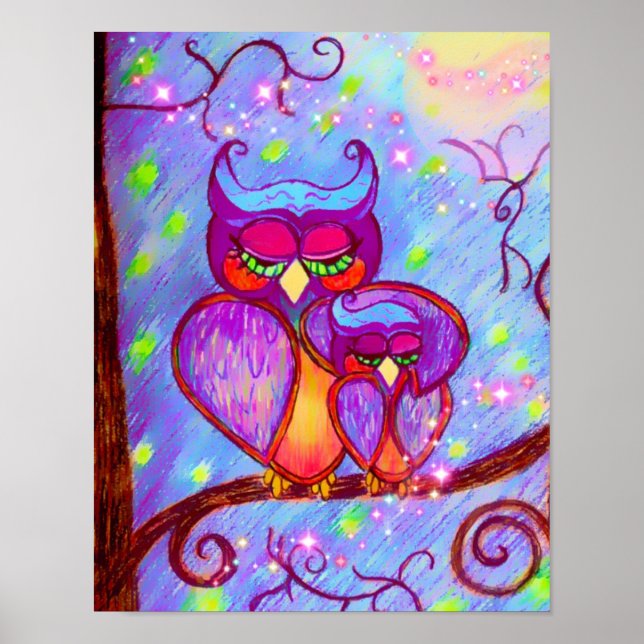 Mama und Baby Owl Poster von Carol Zeock (Vorne)