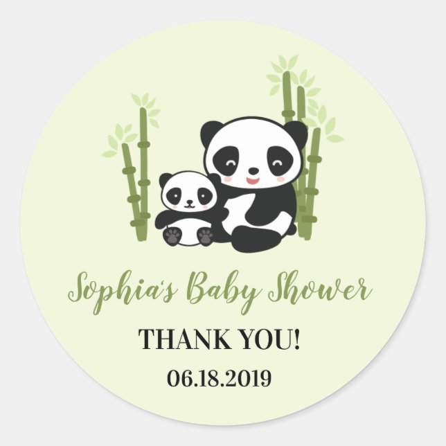 Mama und Baby Panda Bear Babyaufkleber Runder Aufkleber (Vorderseite)
