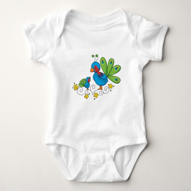 Mama und Baby Peacock Baby Strampler (Vorderseite)