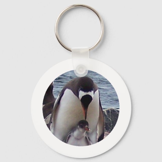 Mama und Baby Penguin Schlüsselanhänger (Vorderseite)