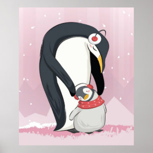 Mama und Baby Pinguin Geschenke für Baby Poster