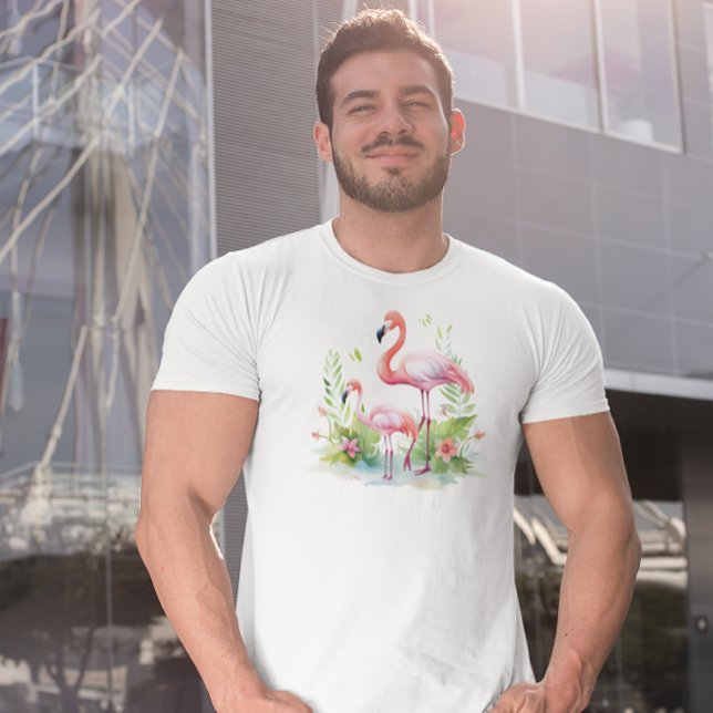 Mama und Baby Pink Flamingo Wasserfarben Tri-Blend Shirt (Von Creator hochgeladen)