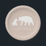 Mama und Baby Polar Bear Pink Winter Baby Dusche Pappteller<br><div class="desc">Das Thema "Winter Baby Dusche" zeigt die von Schnee umgebene Mama- und Babypolarbärchen auf hellrosa Hintergrund.</div>