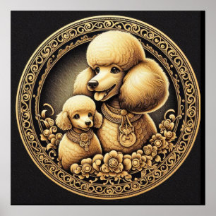 Mama und Baby Poodle 025000X Poster