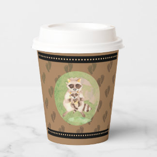 Mama und Baby Raccoon Dusche Hot Beverage Cups Pappbecher