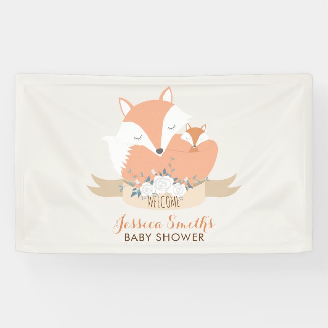 Mama und Baby Red Fox Babydusche Banner (Horizontal)
