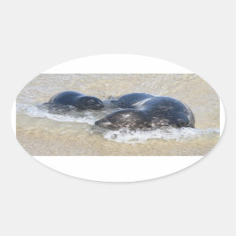 Mama und Baby-Siegel Ovaler Aufkleber