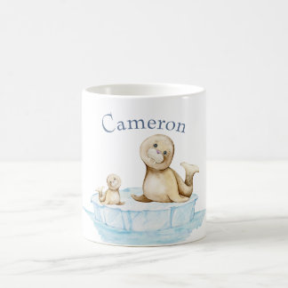 Mama und Baby Siegel Pup on Ice Winter Baby Dusche Kaffeetasse