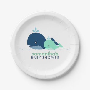 Mama-und Baby-Wal-Baby-Dusche {Grün} Pappteller