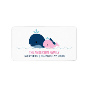 Mama-und Baby-Wal-Baby-Dusche {Rosa} Adressaufkleber