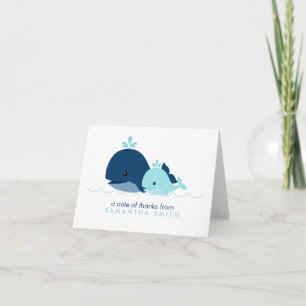 Mama und Baby Whale Baby Dusche {blau} Dankeskarte