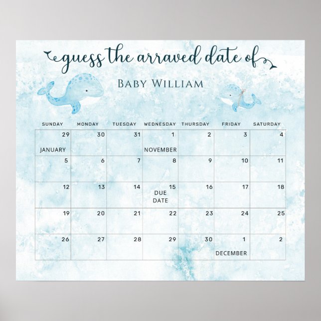 Mama und Baby Whale raten Sie den Terminkalender Poster (Vorne)