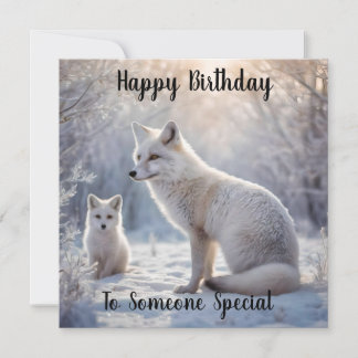 Mama und Baby White Arctic Fox, Geburtskarte Karte