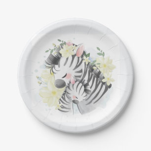 Mama und Baby Zebra Paper Teller