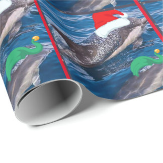 Mama- und Babydelphin Sankt-Weihnachten, das pape Geschenkpapier