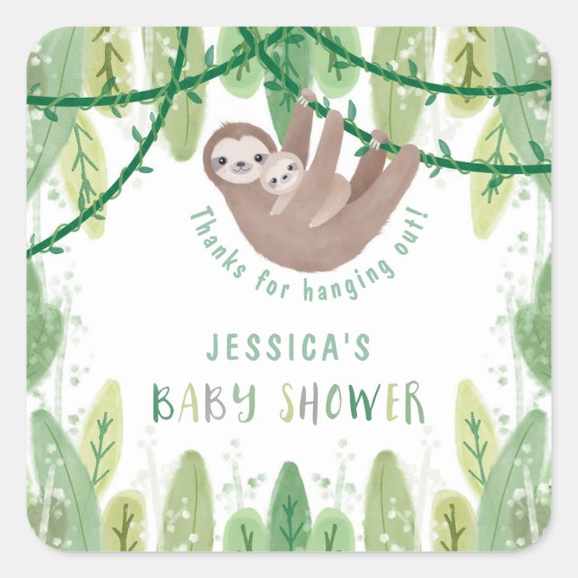 Mama und Babydusche Danke Quadratischer Aufkleber (Vorderseite)