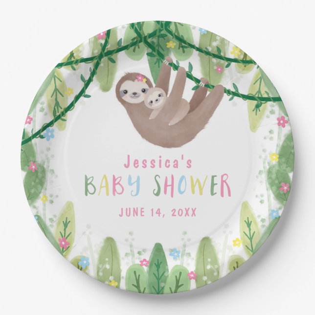 Mama- und Babydusche Pappteller (Vorderseite)