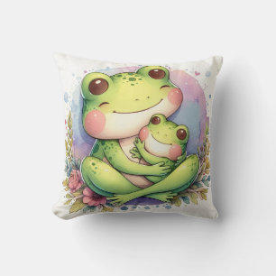 Mama- und Babyfrosch Kissen