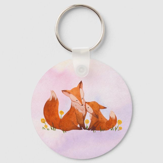 Mama und Babyfuchs Schlüsselanhänger (Vorderseite)