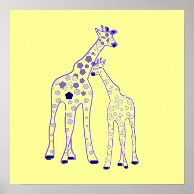 Mama- und Babygiraffe Poster (Vorne)