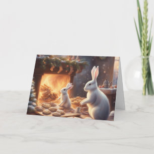 Mama und Babykaninchen zu Weihnachten Karte