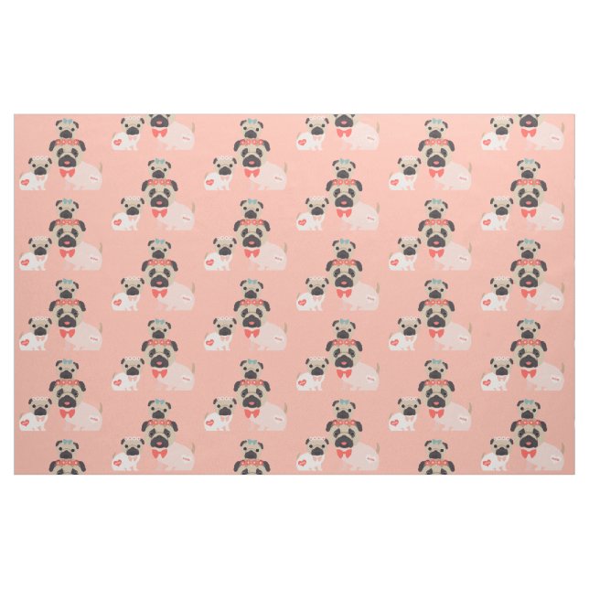 Mama und Babys Möpsen Stoff (Fat Quarter (45,7 x 55,9 cm))