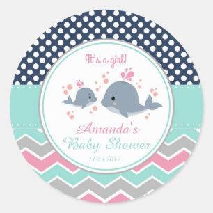 Mama und Babywal Baby Shower Danksagungs Mitbrings Runder Aufkleber