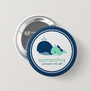 Mama und Babywale "Mama-to-be" Babydusche Button