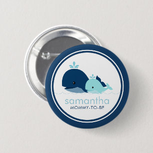 Mama und Babywale "Mama-to-be" Babydusche Button