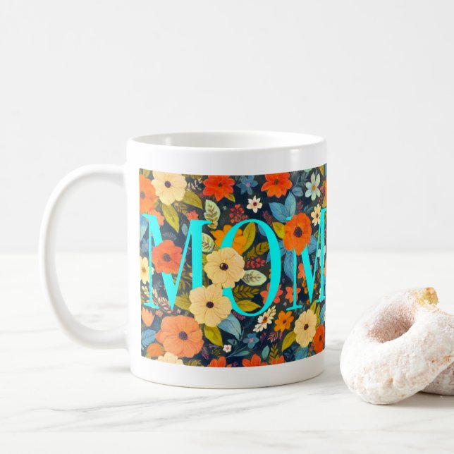 Mama und Blumen Kaffeetasse (Mit Donut)
