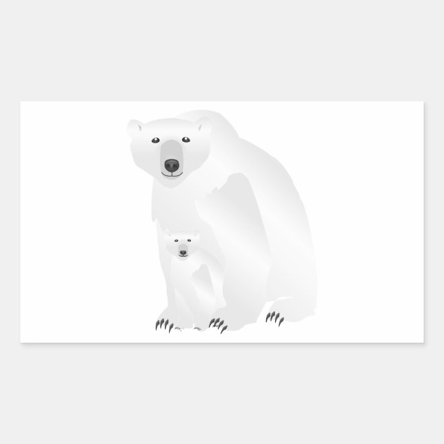 Mama und Cube des Polarbären Rechteckiger Aufkleber (Vorderseite)
