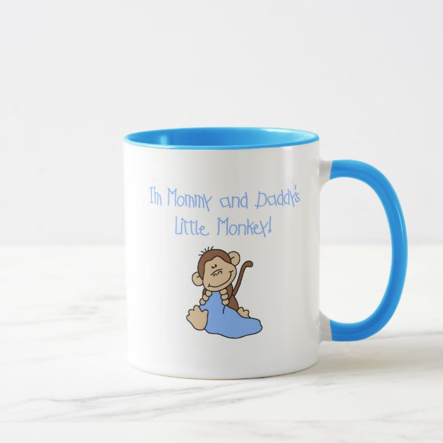 Mama-und des Vatis Affe - blaue T-Shirts und Tasse (Rechts)