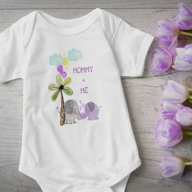 Mama und ich | Lilac Mama und Baby Elephant Baby Strampler (Von Creator hochgeladen)