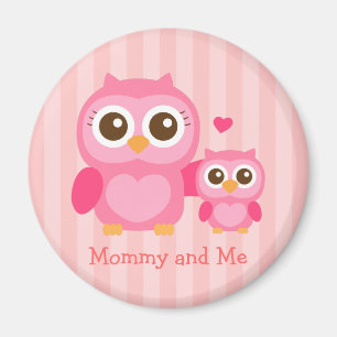 Mama und ich, süße Baby-Eule, Rosa Magnet