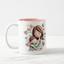 Mama und Junge Kind - 3D-Keramik Kunst Zweifarbige Tasse