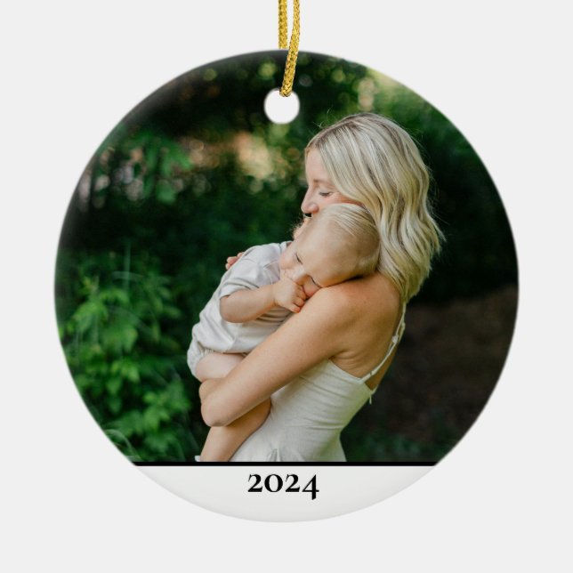 Mama und Kind Foto Weihnachten Keramik Ornament (Vorne)