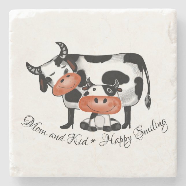 Mama und Kind * Happy Lächeln Steinuntersetzer (Vorderseite)