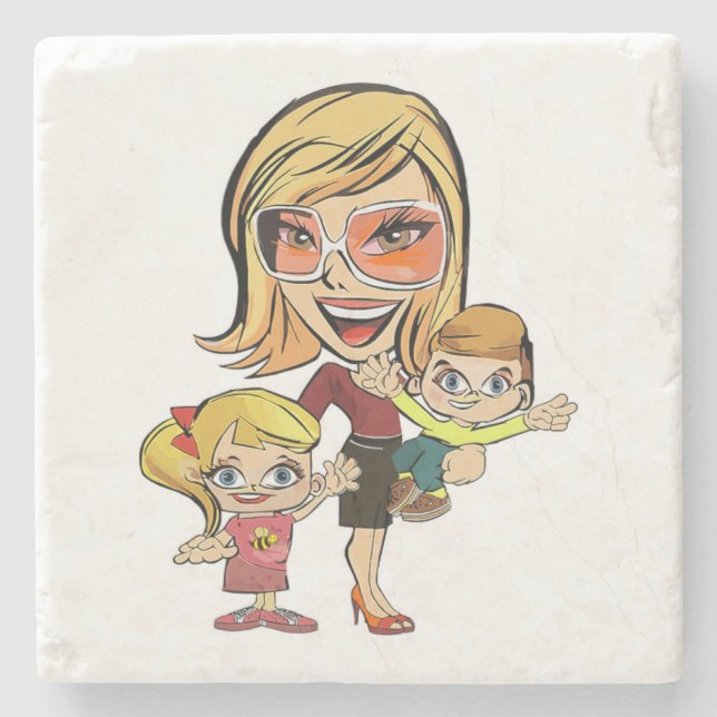 MAMA UND KINDER STEINUNTERSETZER (Vorderseite)