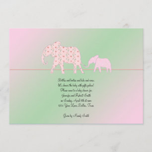 Mama und Me Elephant Baby Girl Dusche Einladung