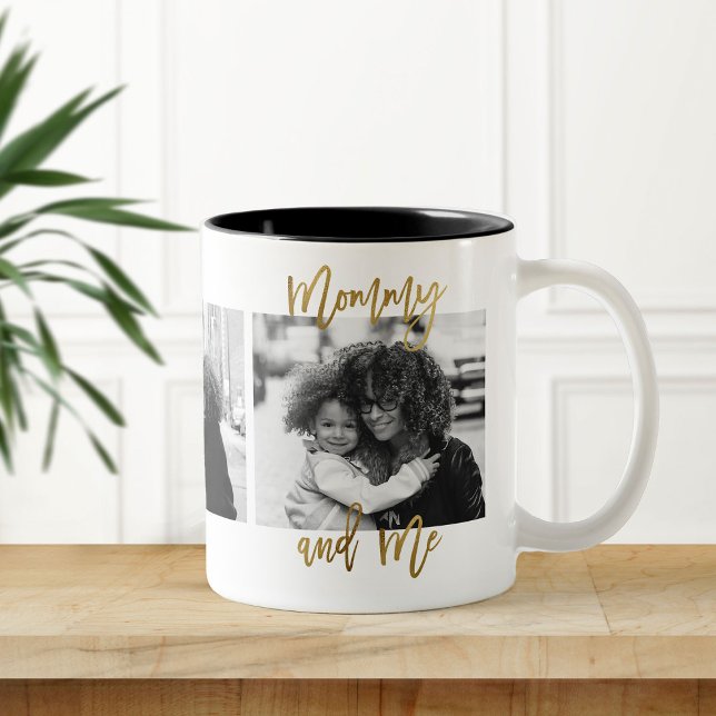Mama und Me Gold Bilderkollektion der Mutter Zweifarbige Tasse (Von Creator hochgeladen)