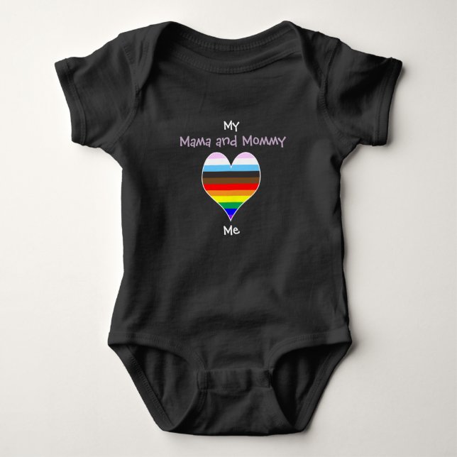 Mama und Mommy Rainbow Heart Baby Bodysuit Baby Strampler (Vorderseite)