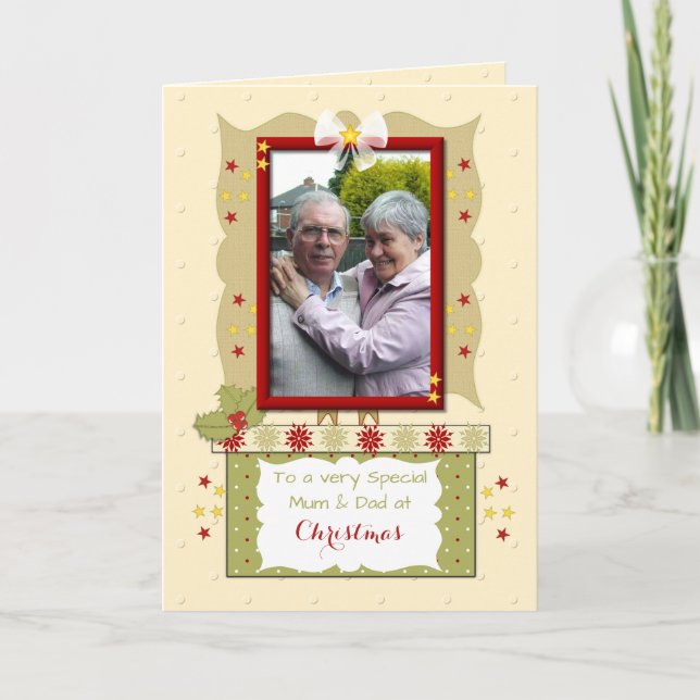 Mama und Papa zu Weihnachten Foto Gruß (Vorderseite)