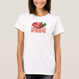 Mama und Rote Rose mit Dewdrops T-Shirt
