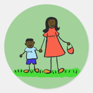 Mama- und Son-Familiencharaktere Mommy-Aufkleber Runder Aufkleber