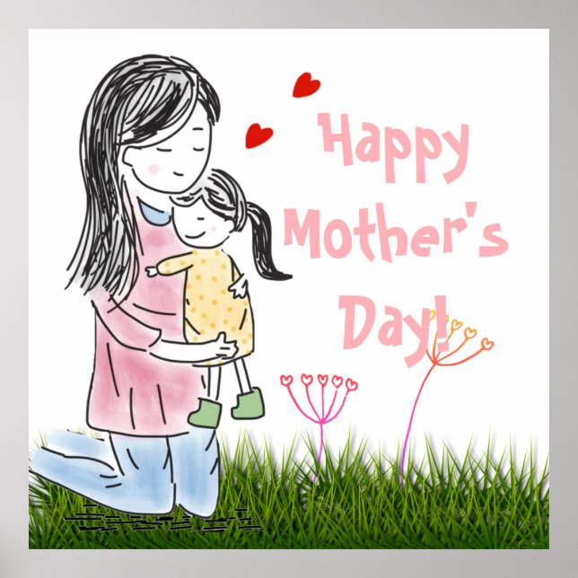 Mama und Tochter-Hug Poster (Vorne)