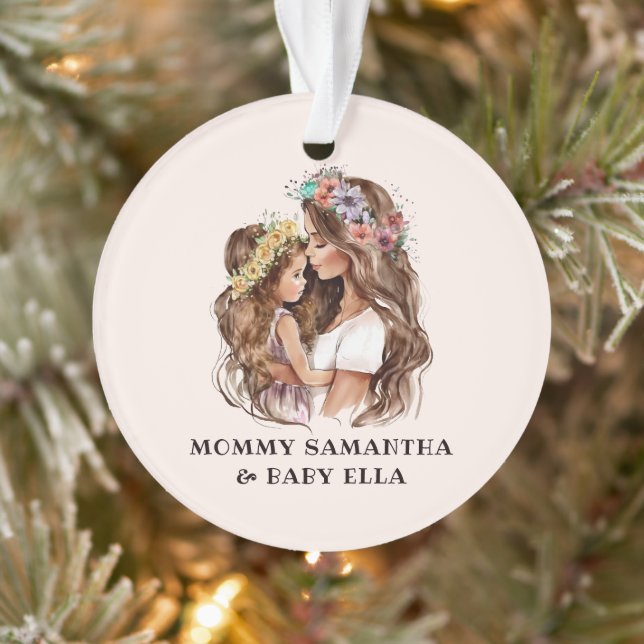 Mama und Tochter von Aquarellen (2) Ornament (Baum)