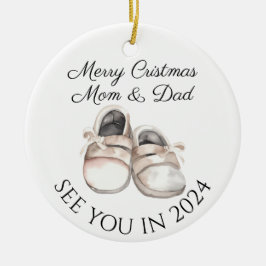 Mama und Vater als neue Schwangerschaftsankündigun Keramik Ornament
