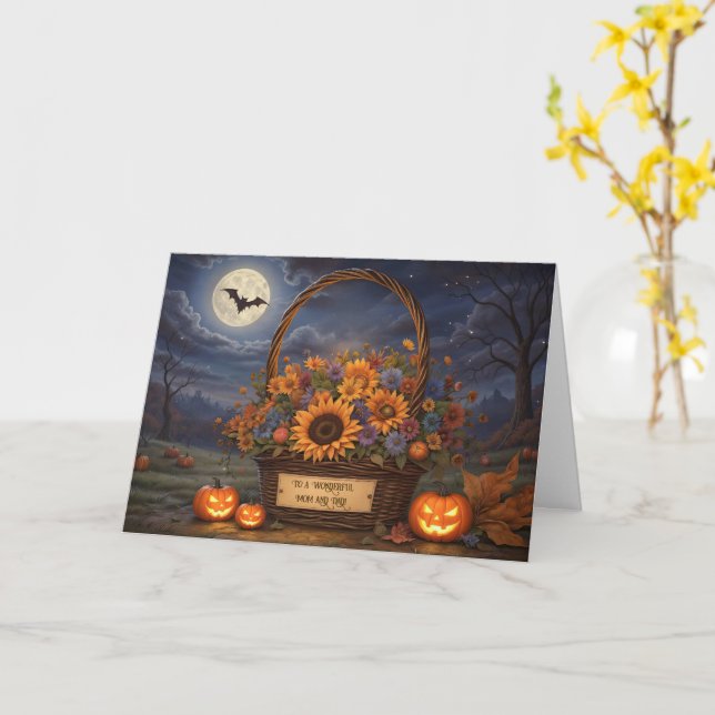 Mama und Vater Eltern glücklich Halloween Niedlich Karte (Gelbe Blume)