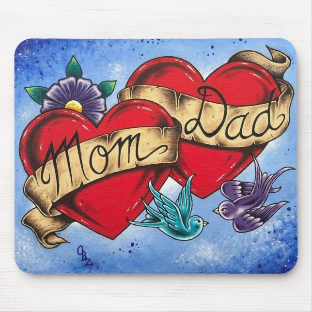 "Mama und Vater" Herz mit dem Mousepad von Ribbon  (Vorne)
